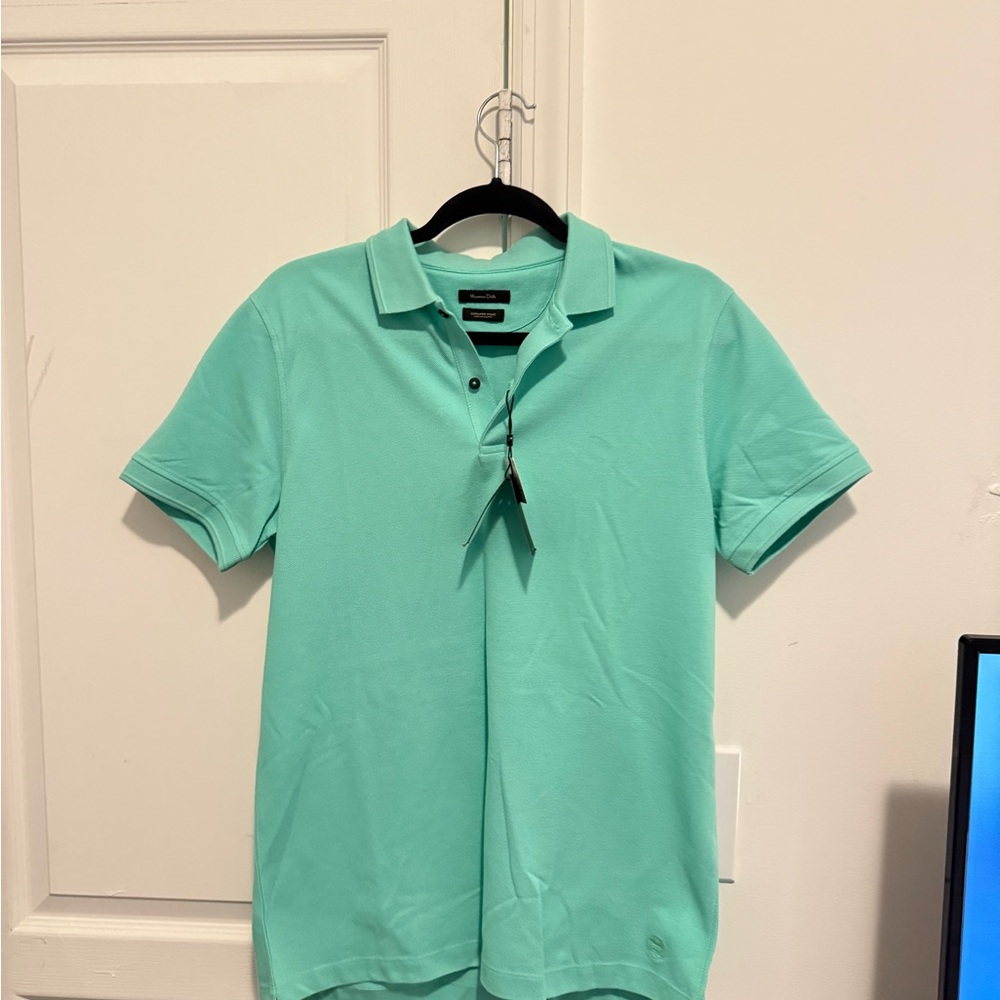 Massimo Dutti - Men's Teal Green Polo Shirt (Brand New)